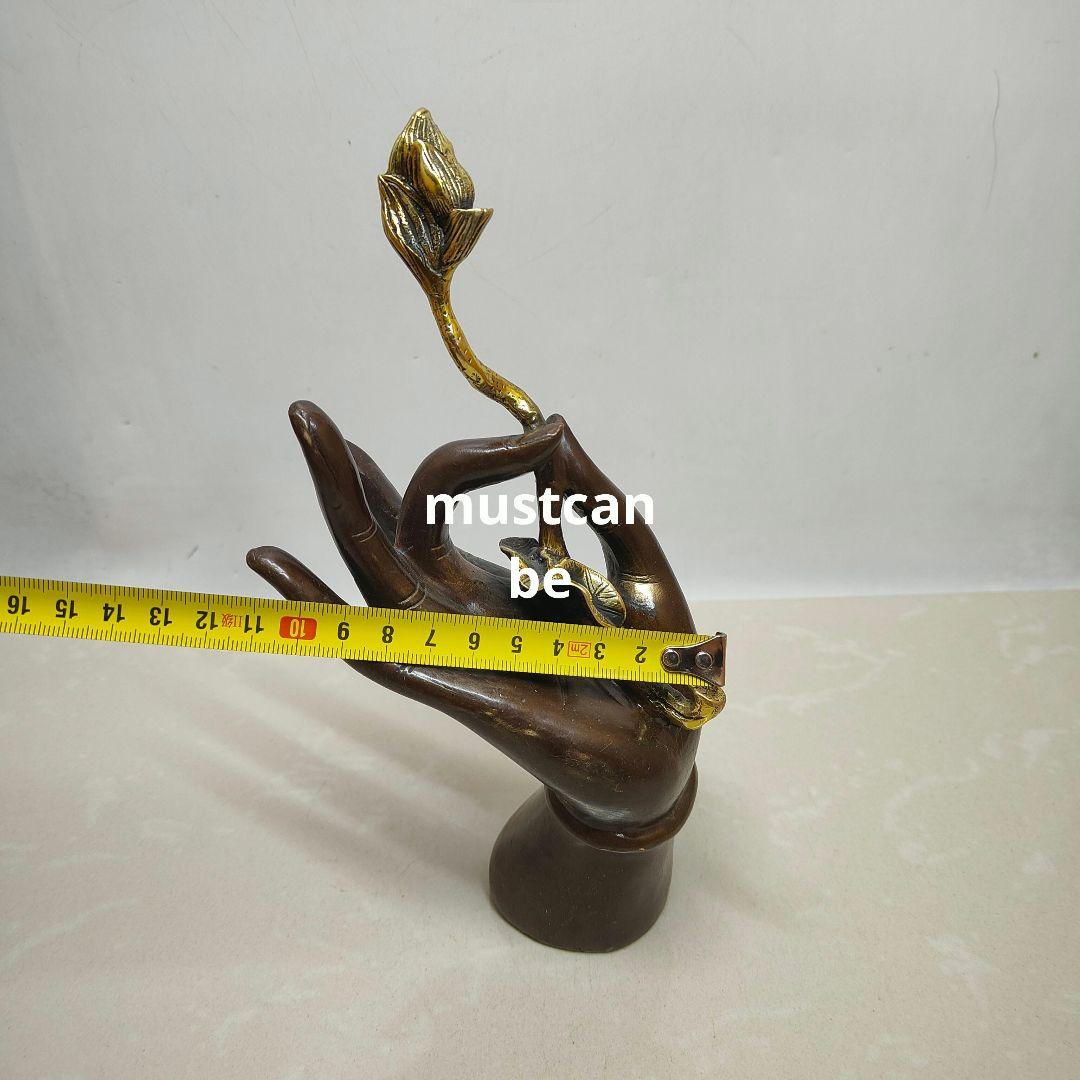 銅器 仏手蓮華 茶台 机 仏堂 装飾品 工芸品 置物