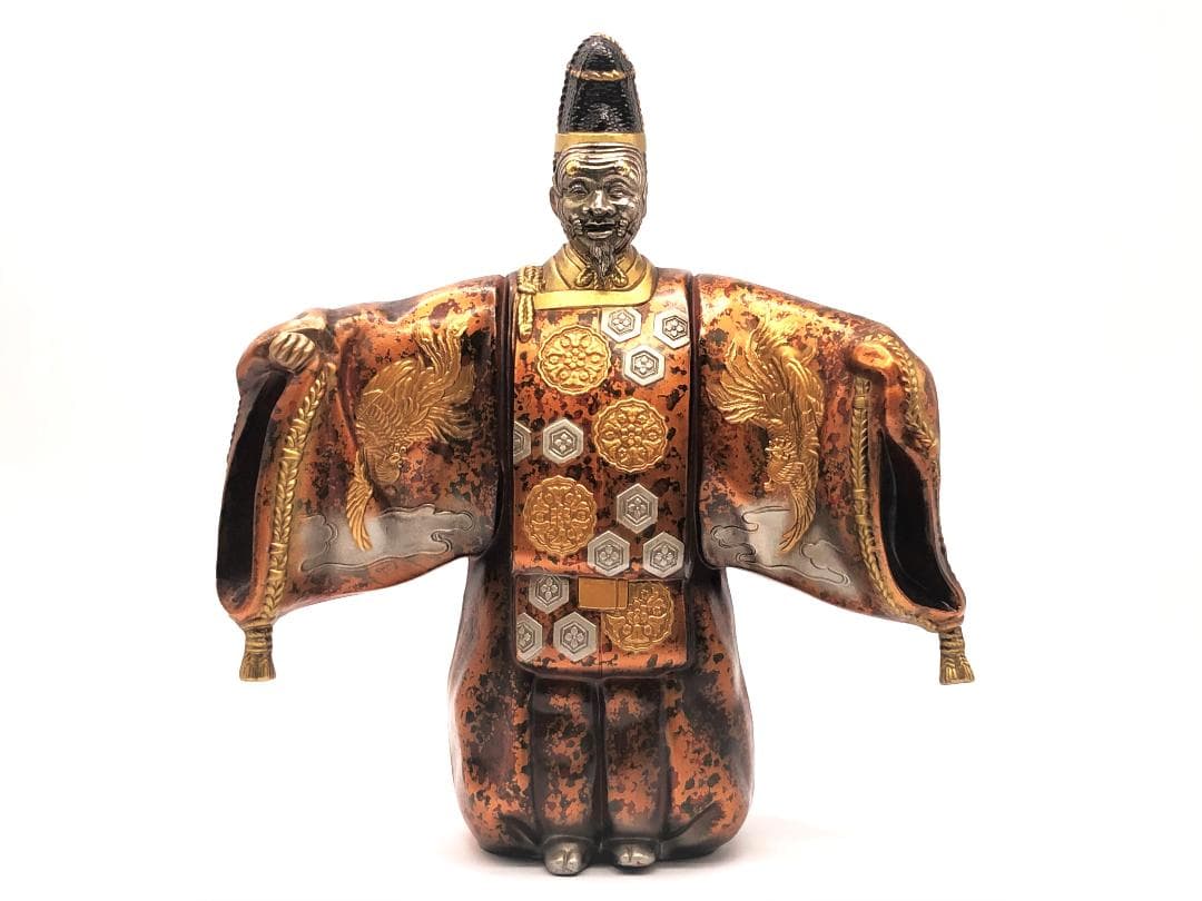 【 式三番翁　面取れ白式尉 】　彫金色絵　無銘上手