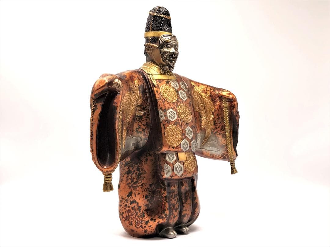 【 式三番翁　面取れ白式尉 】　彫金色絵　無銘上手