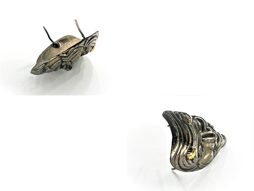 【 式三番翁　面取れ白式尉 】　彫金色絵　無銘上手