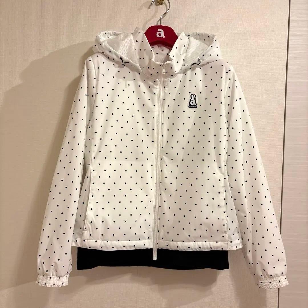 新作アルチビオ 保温撥水ドット柄ブルゾン 36 白 ジップジャケット