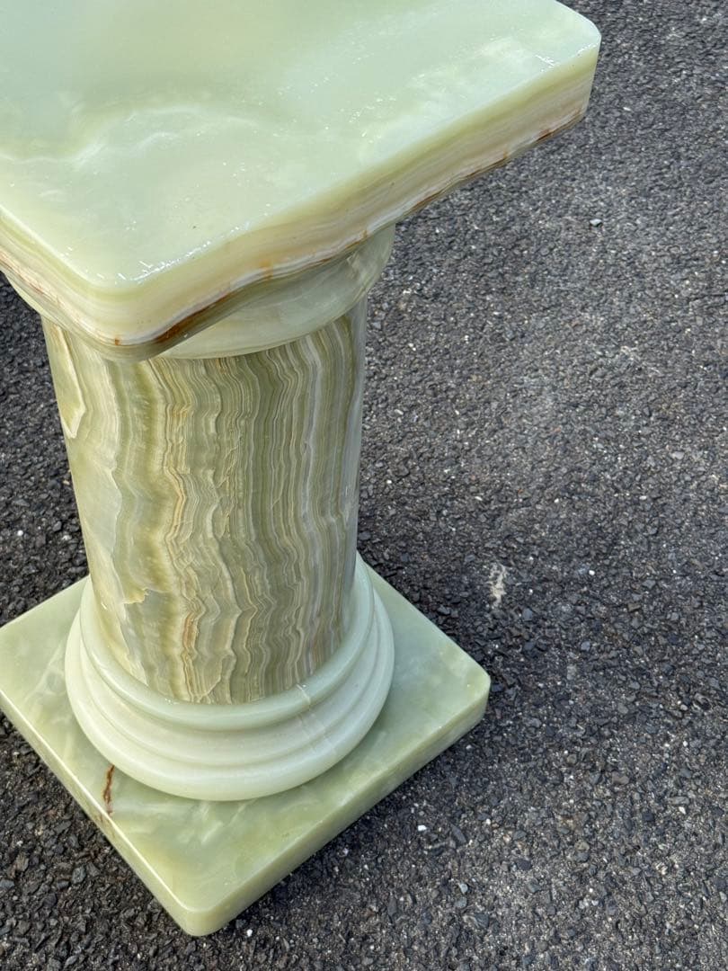 ②高73cm♪ 天然石 大理石 グリーンオニキス 飾り台 オブジェ