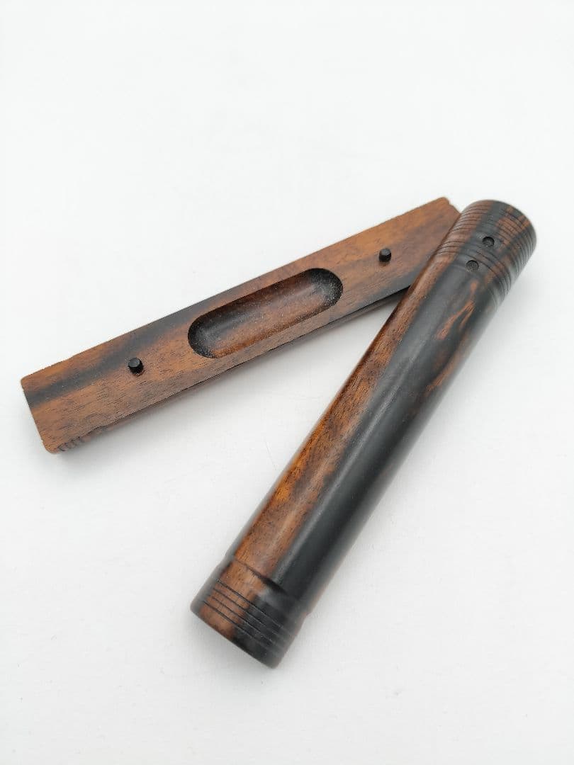 a830 【新品・未使用】香合 黒柿 横笛 角出俊平 木箱 加賀 山中 茶道具