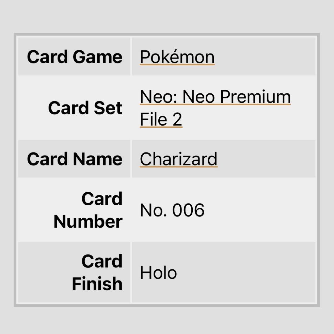 S*O様 一攫千金オークション！　リザードン　PSA10 相当　旧裏　006 P