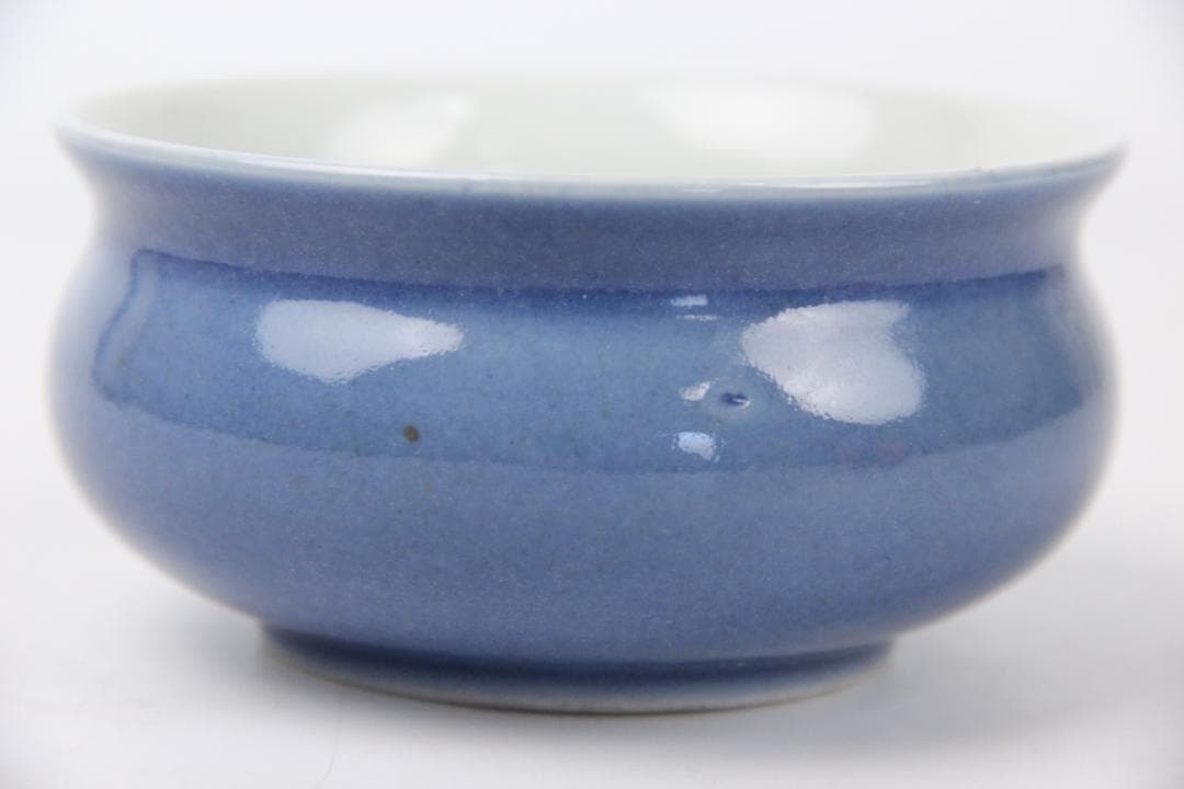 中国古美術　清時代蓝釉水盤　建水　文房具　 EJ12M-5
