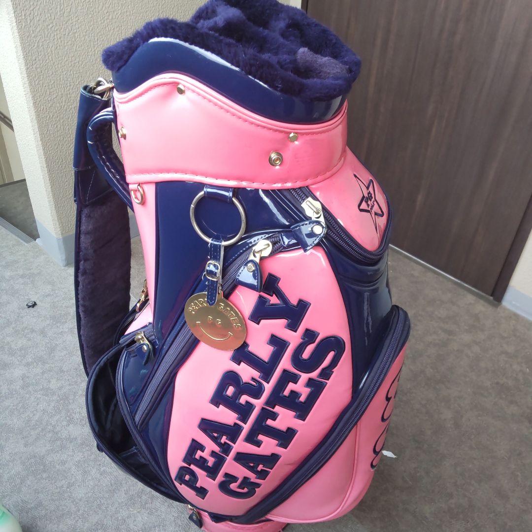 パーリーゲイツ　エナメル キャディーバック　ピンク/ネイビー 9.5型