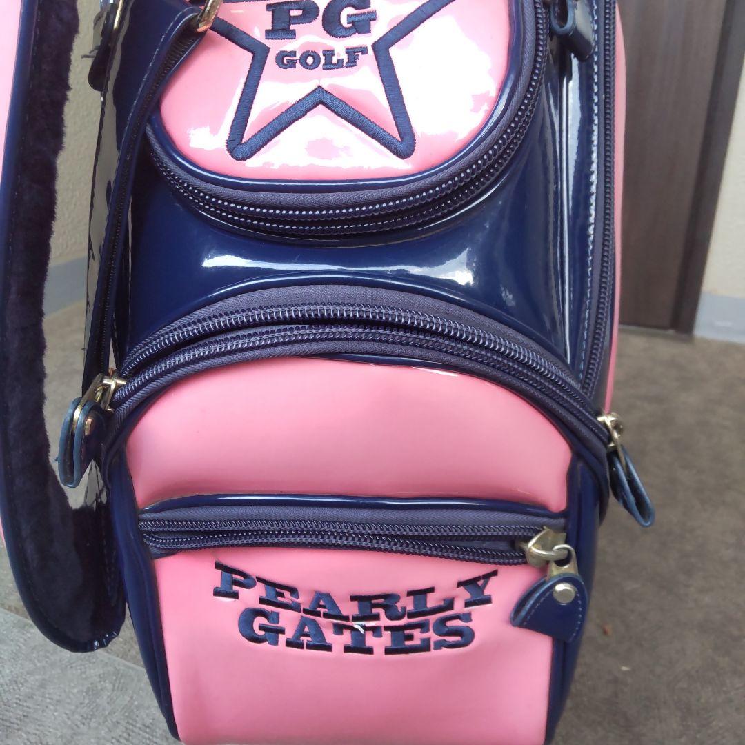 パーリーゲイツ　エナメル キャディーバック　ピンク/ネイビー 9.5型