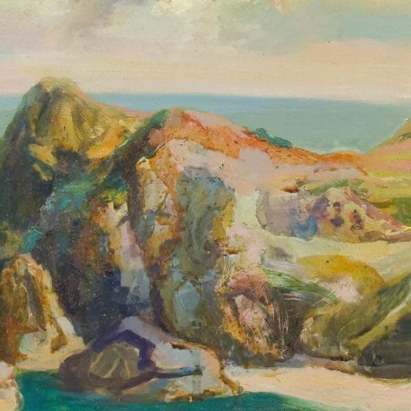 【真作】伊谷賢蔵「山陰の海 浦富海岸」油彩 4号 1942年作 共シール