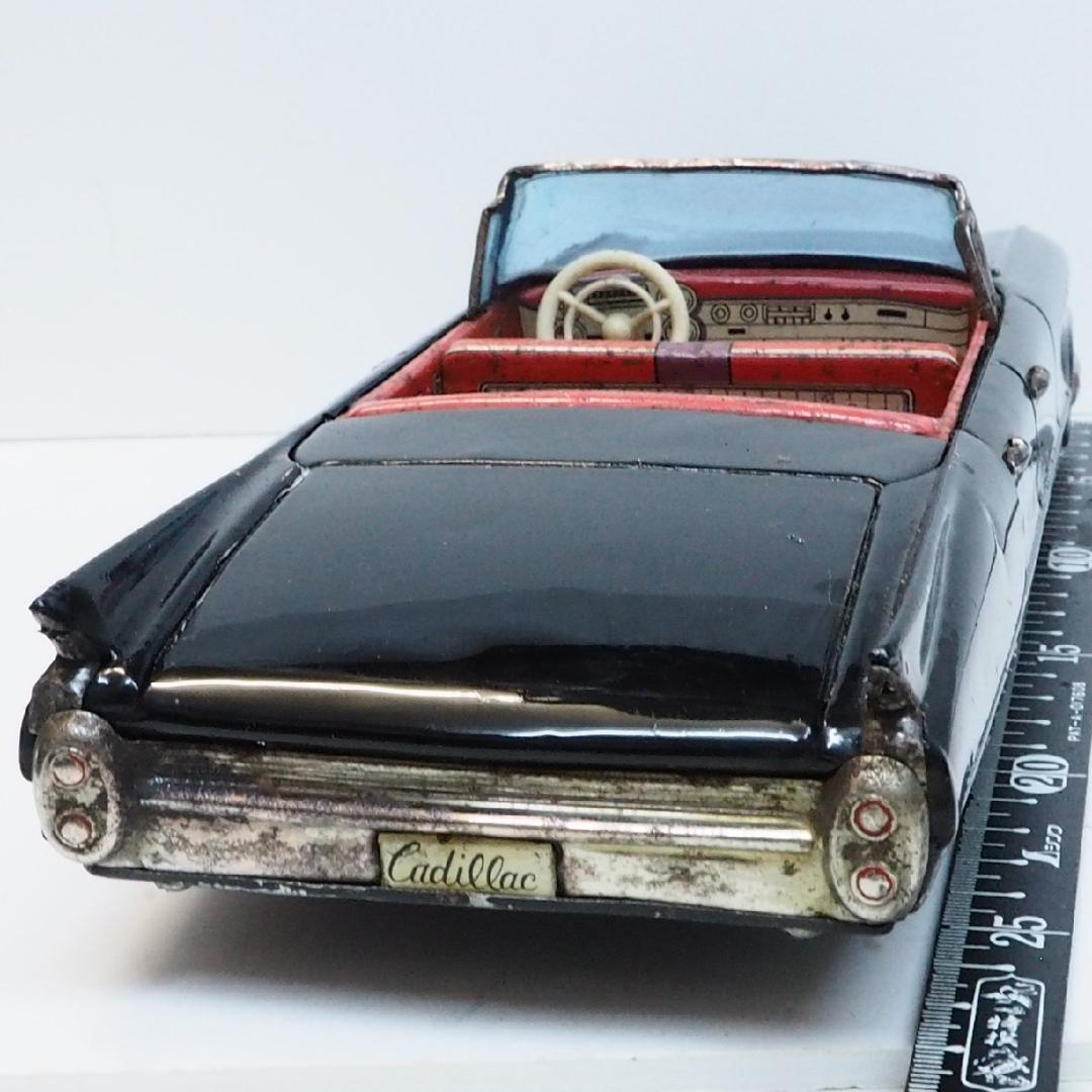 萬代屋 60sキャデラック コンバーチブル大 黒リペイントtinブリキcar箱無
