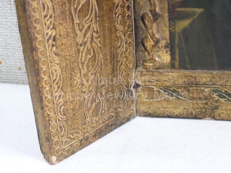 イタリア アンティーク　ピエール・ミニャール 葡萄の房を持つ聖母３枚続きの祭壇画