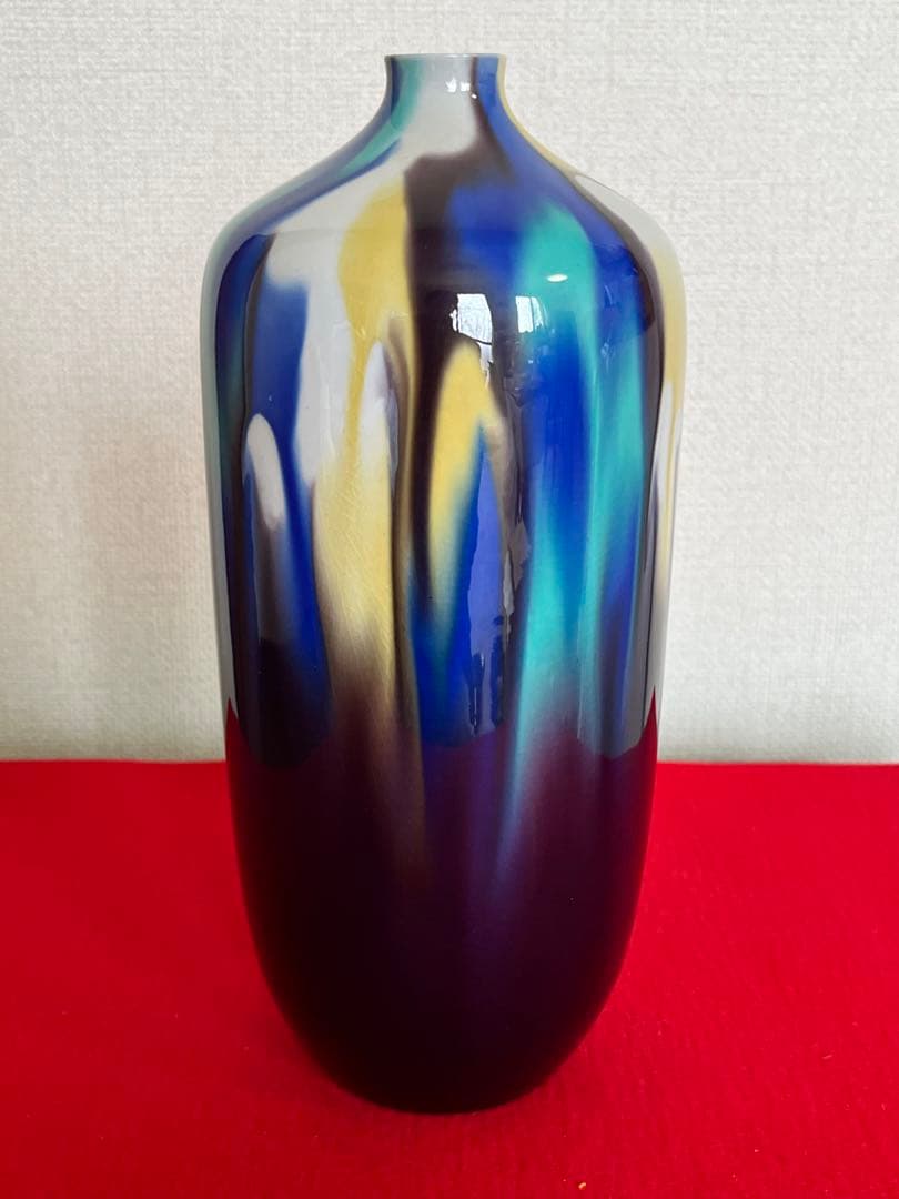 人間国宝 徳田八十吉 (正彦銘) 彩釉 壺 約26cm T251 共箱 陶歴