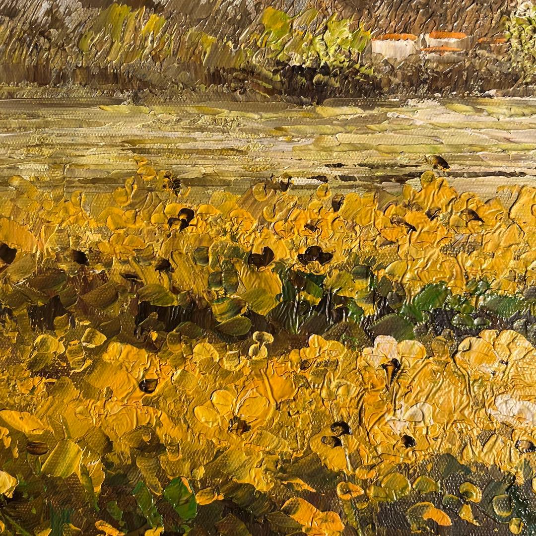 手描き油絵 菜の花畑 絵画 インテリア 油彩画