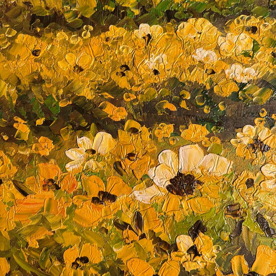 手描き油絵 菜の花畑 絵画 インテリア 油彩画