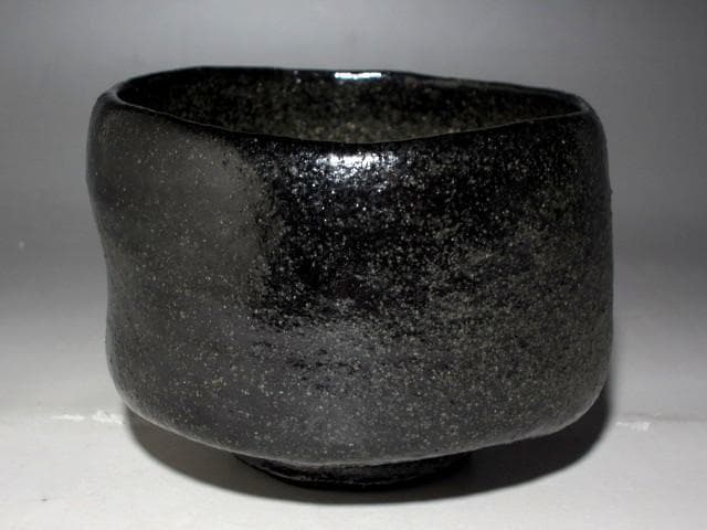 楽三代道入 のんこう 黒茶碗「野分」表千家九代了々斎花押☆ｃ946