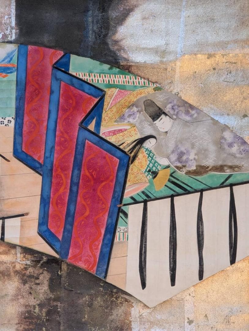 【真作】掛軸　源氏物語図　雅の美　古美術　雅やかな王朝美人画　U10