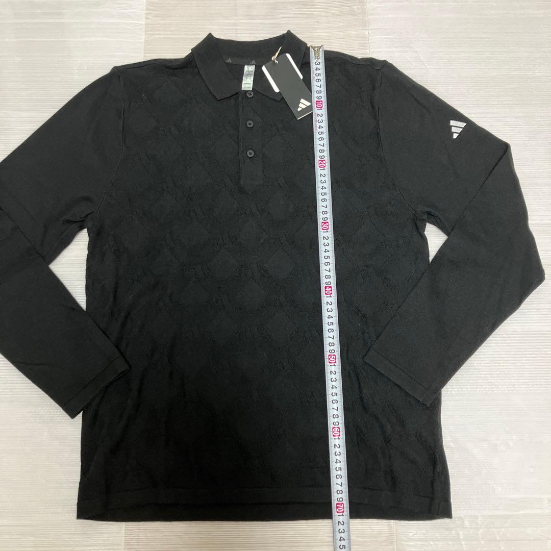 送料無料 新品 adidas GOLF アーガイル柄セーター ポロ XL BK