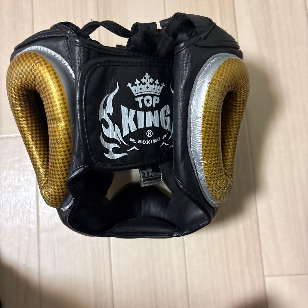 TOP KING ボクシング ヘッドギア 黒/金