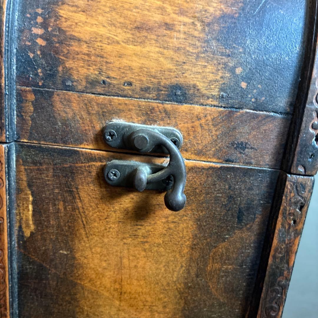 アンティーク　時計付き木製ボトル/ワインボックス