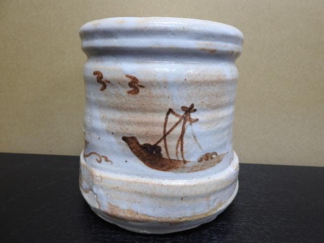 加藤弥右衛門　絵志野水指　尋牛斎箱書　共箱　MA１６６