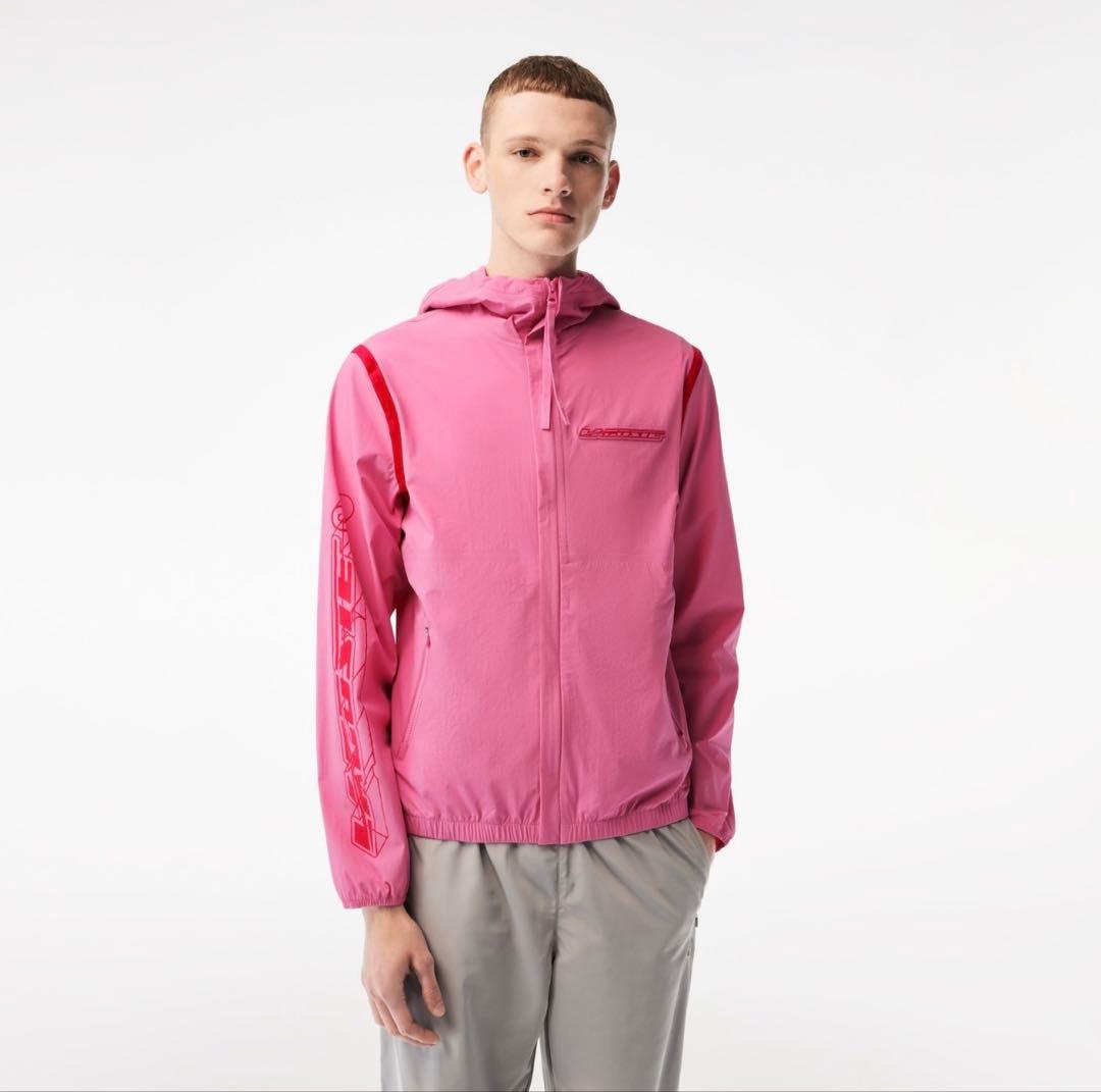 LACOSTE ピンク ウィンドブレーカー フード付き
