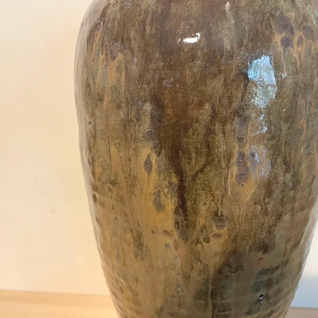 鉄釉 瓶子 梅瓶 在銘 37cm 検）古瀬戸 自然釉 丹波焼 灰釉 中国美術