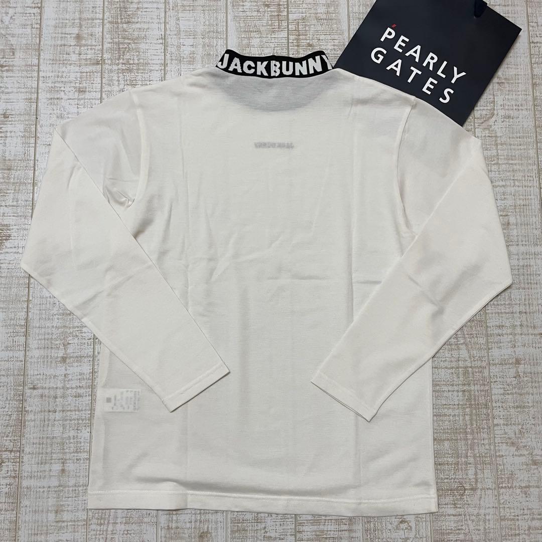新品 ジャックバニー 長袖モックネック 襟ロゴ 鹿子 ホワイト Lサイズ（5）
