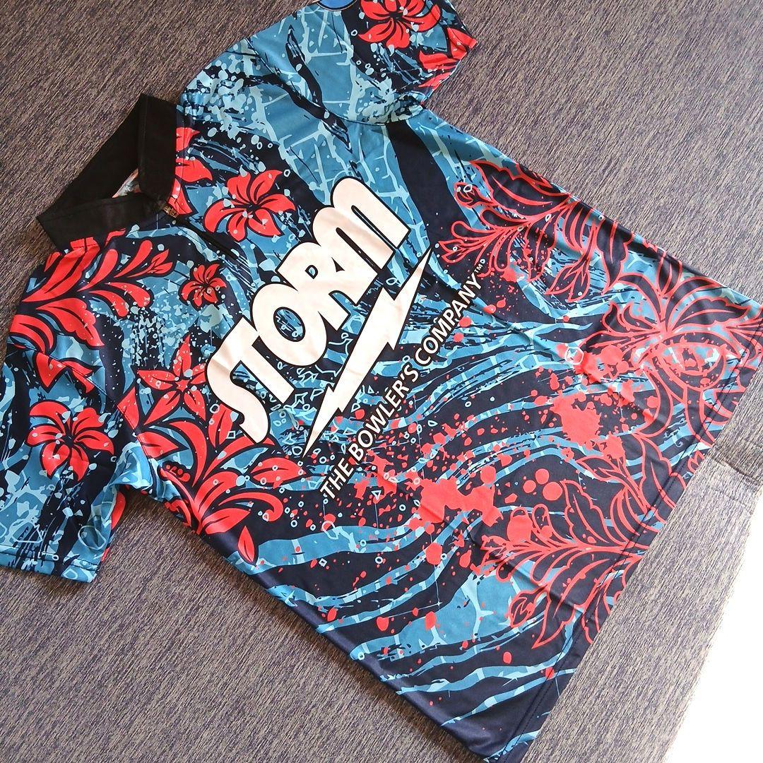 ✨新品✨ボウリングウェア　STORM　日本サイズL　ブルー　海の華