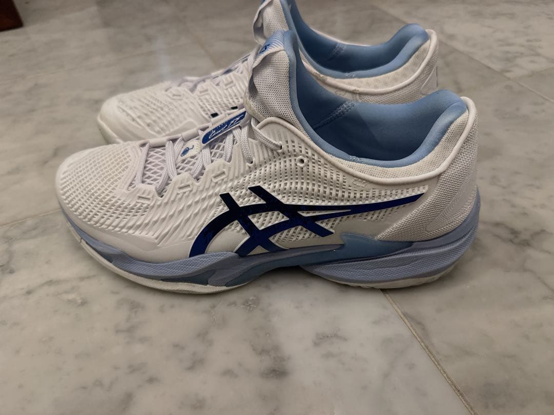 asics Court FF 3 ホワイト/ブルー テニスシューズ