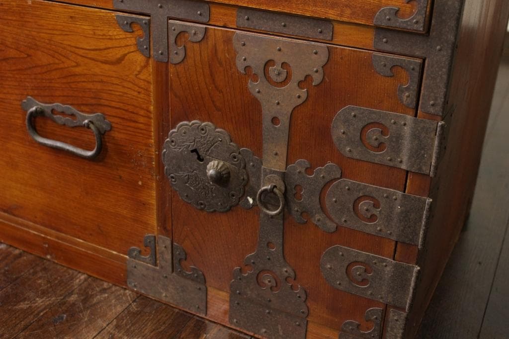 欅材！庄内箪笥・4杯！時代箪笥和家具古道具古家具古民藝和モダンローボード古布