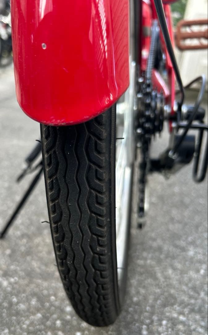 東京受渡 折り畳み自転車 20インチ 6段変速 赤 ライト・鍵・スマホホルダ付