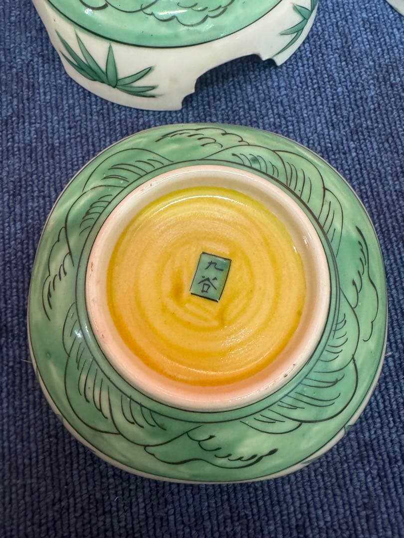 1580 九谷焼　古九谷　椿の図　皿6客　時代物