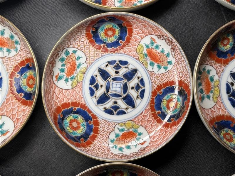 時代 古伊万里 錦手 四通組 60客 無傷 各15上 太明成化年製 文政十亥八月