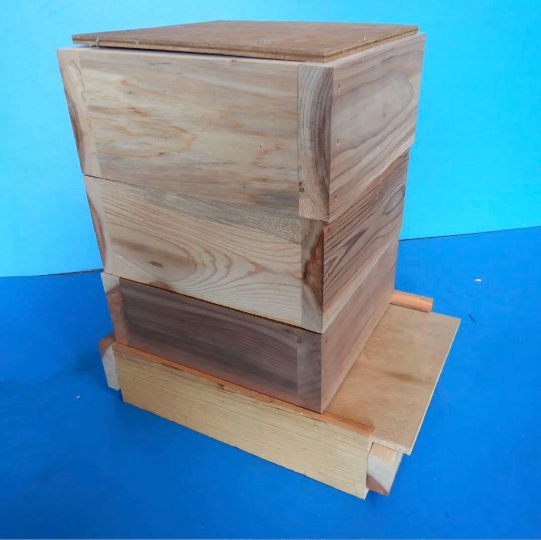 木製昆虫捕獲箱 誘引剤付き 日本蜜蜂巣箱 重箱 自然乾燥吉野杉