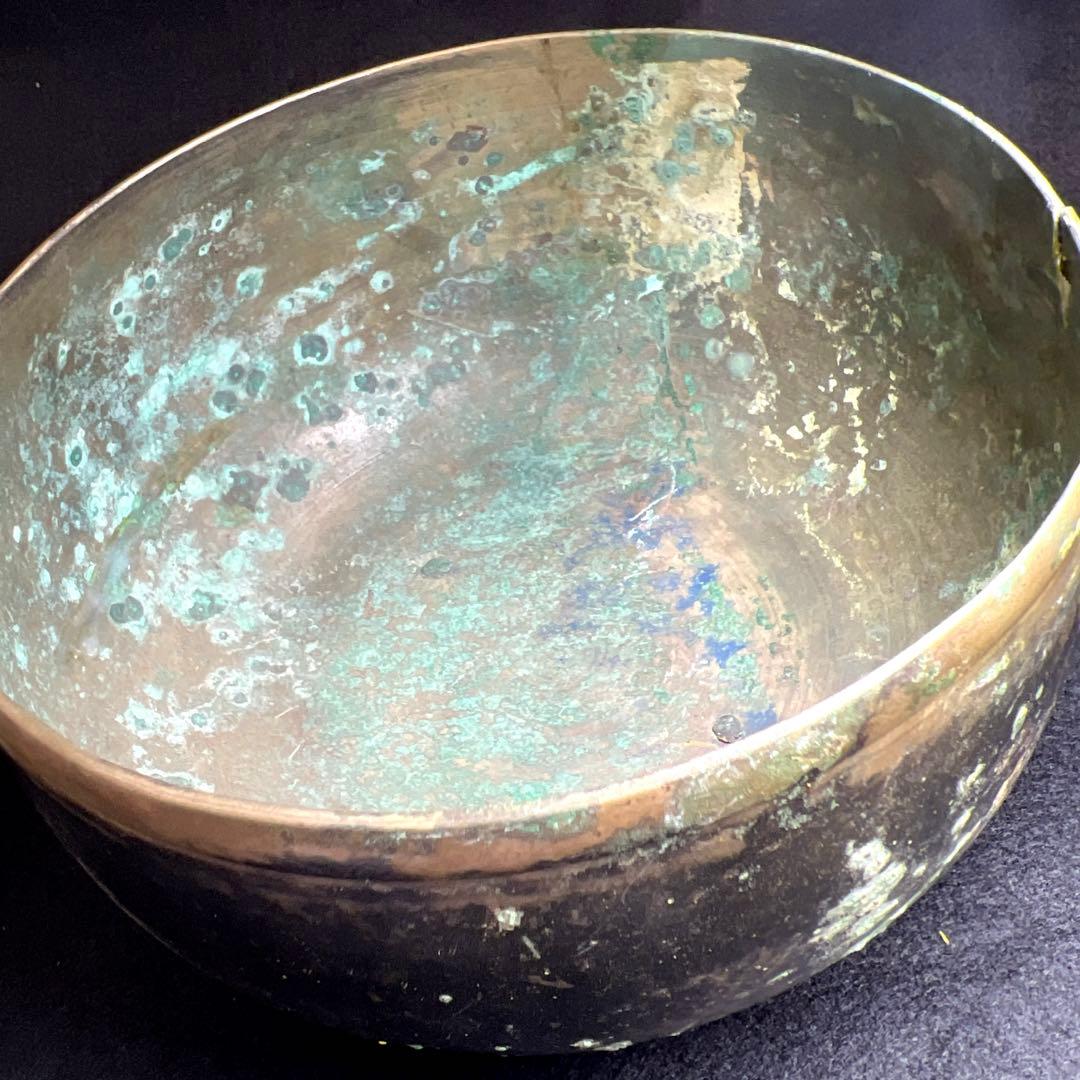 中国漢代　古銅鉢　396g/口径約17㎝　東Y8-0106☆2Fトヒオ