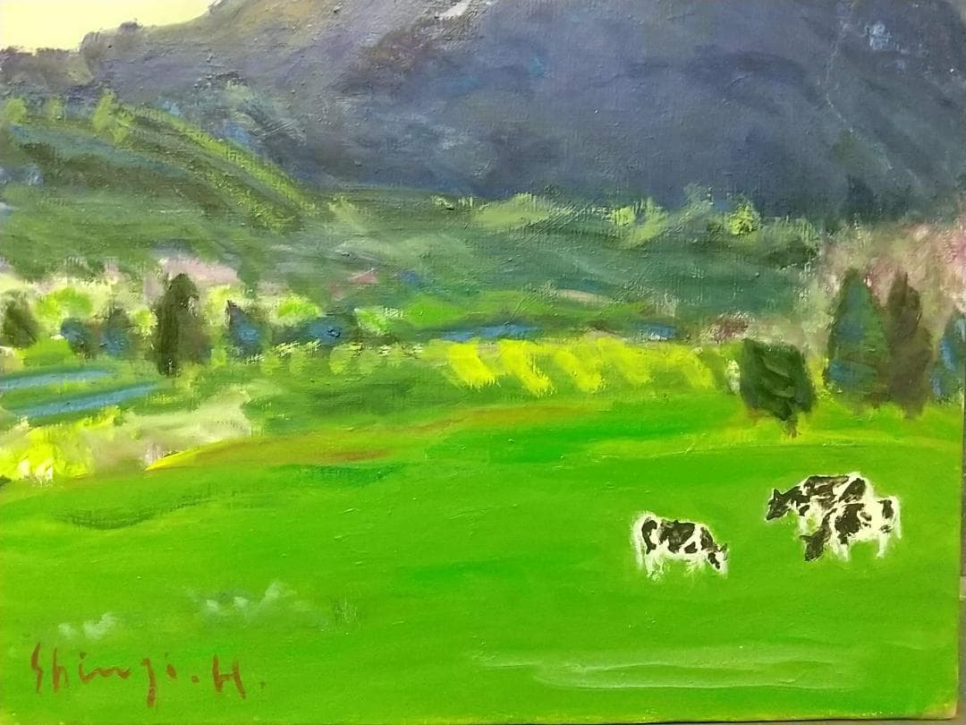 「富士と大沢崩れ」F8 油絵 絵画 油彩画 風景画 アート 富士山