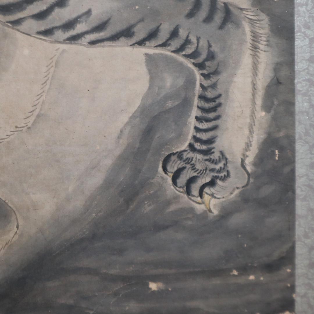 李朝　水墨画 虎の掛け軸