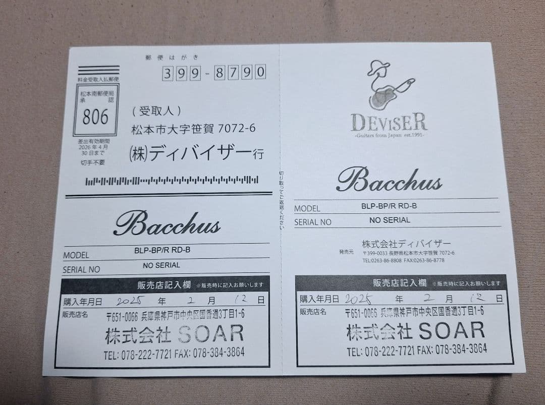 バッカス レスポールモデルBLP-BP/R RD-B Bacchus
