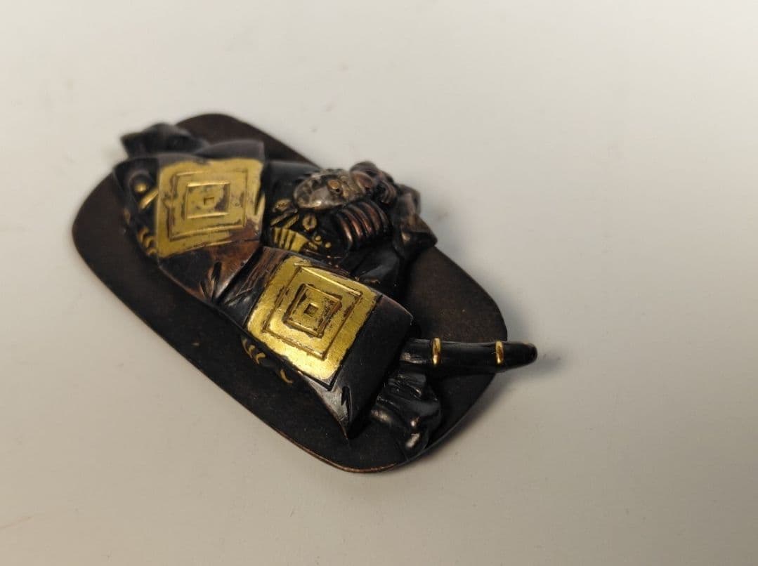 煙草入 前金具 歌舞伎 市川團十郎 【暫】目貫 彫金 金工 根付