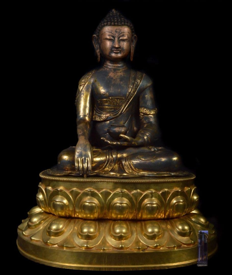 チベット特大仏像 高さ57cm 仏教美術 古銅 鍍金釈迦如来坐像(釋迦牟尼佛)