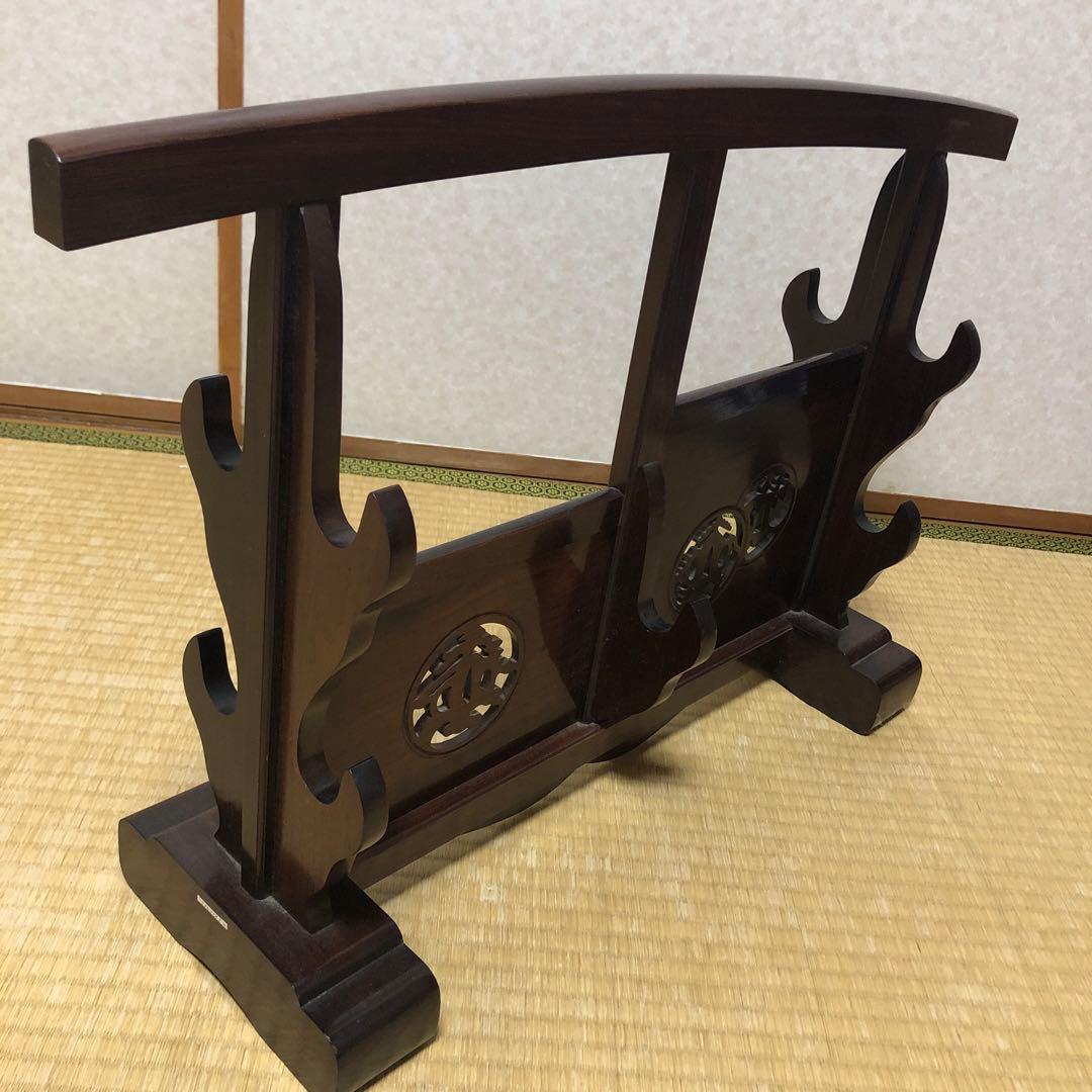 鍔透かし彫り 刀掛け 四振掛　武具甲冑　日本刀