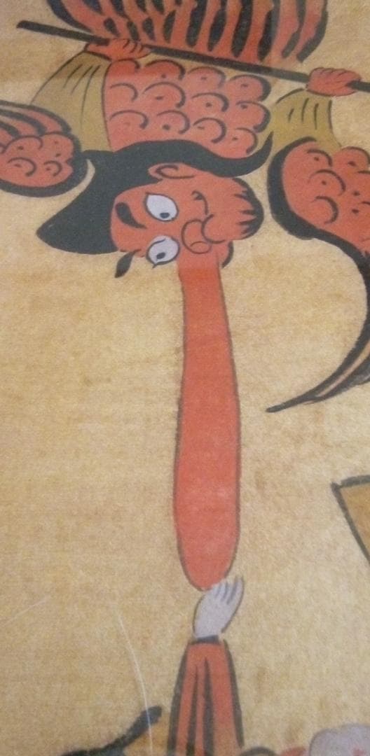 模写大津絵、天狗と牛若丸