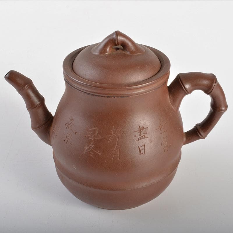 中国　陳建芳制款　紫砂　朱泥　急須　茶壷　V　R6878