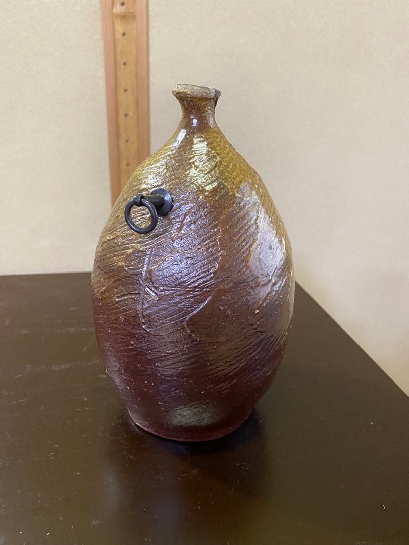 茶道具/花入 『備前くりぬき掛花入』 岡田輝 共箱 茶の湯