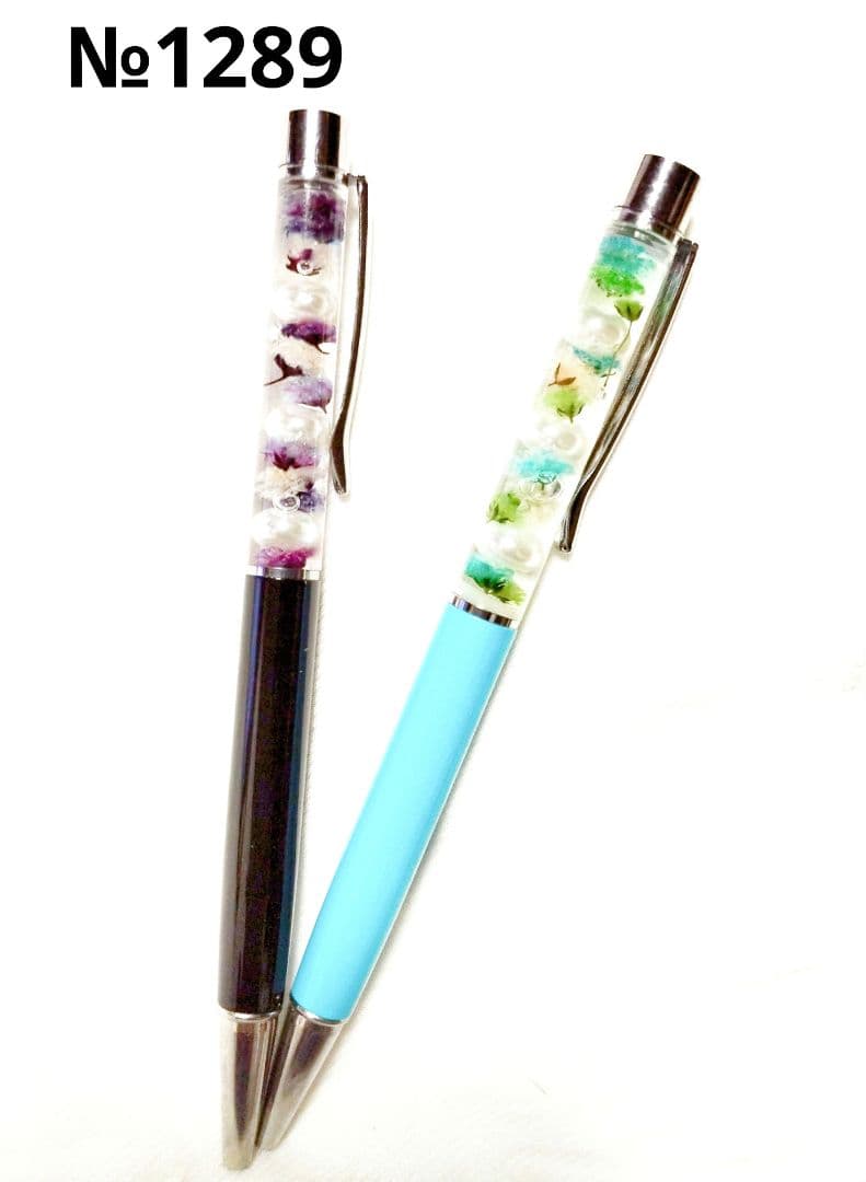 ボールペン　ハーバリウム　水色　紺色　紫　緑　パール　友達　上司　プレゼント