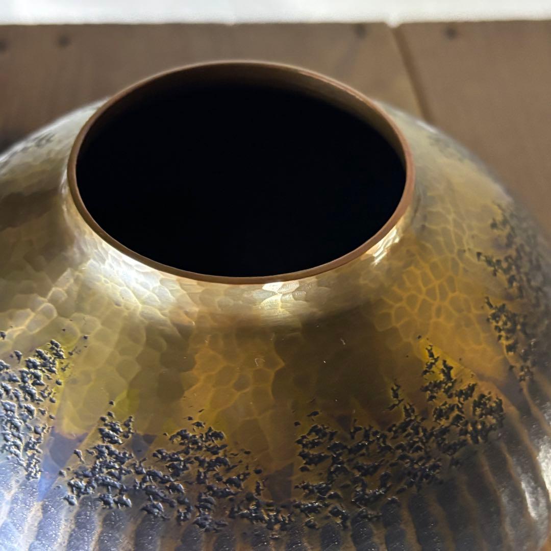 玉川堂　花瓶　珍品　金富士　鎚起銅器　金彩模様　3つの模様　業物　時代　覚平