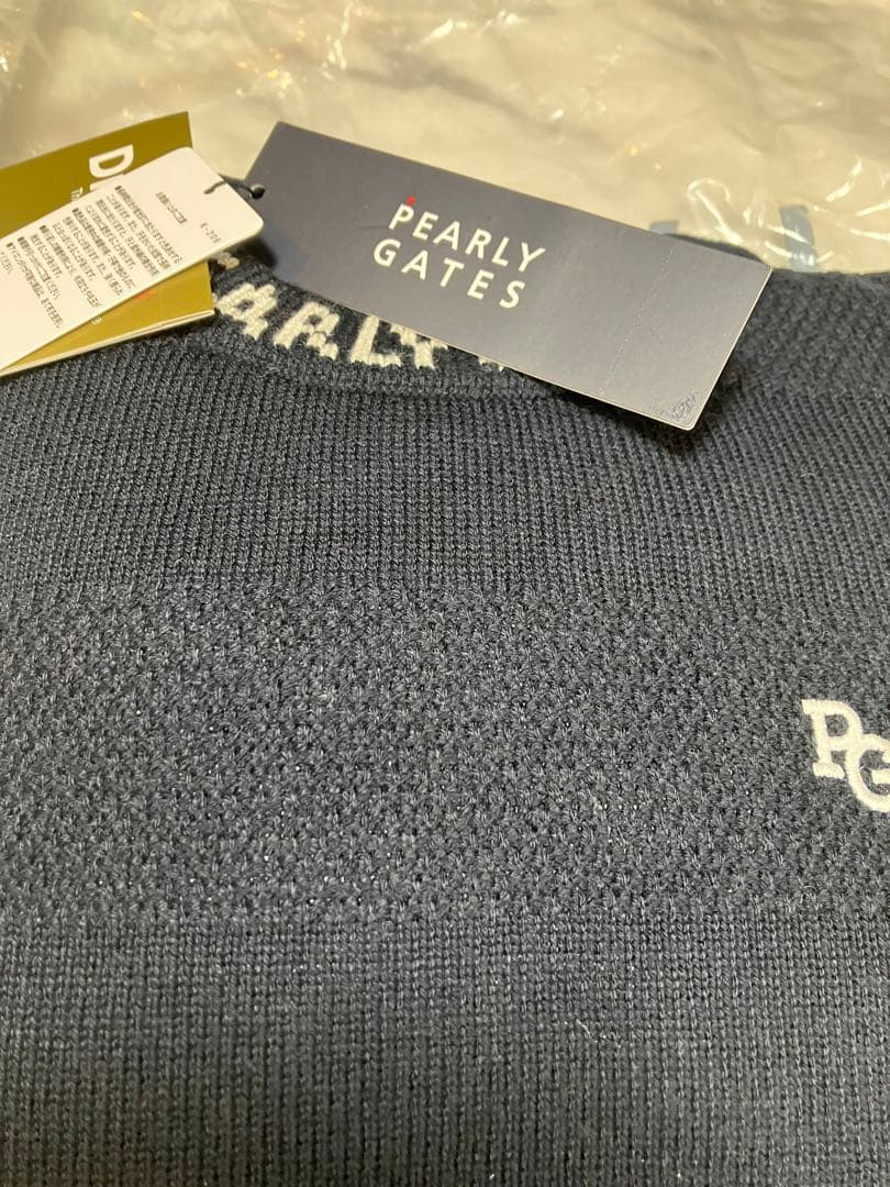 PEARLYGATES カシミヤタッチ 天竺×鹿の子ボーダー ニットプルオーバー