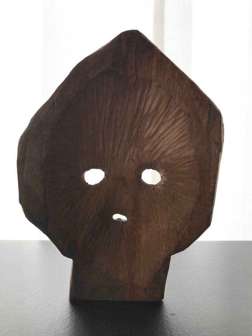 希少 骨董 在銘 髑髏 ドクロ 木彫り 一刀彫り 置物 オブジェ 昭和 時代