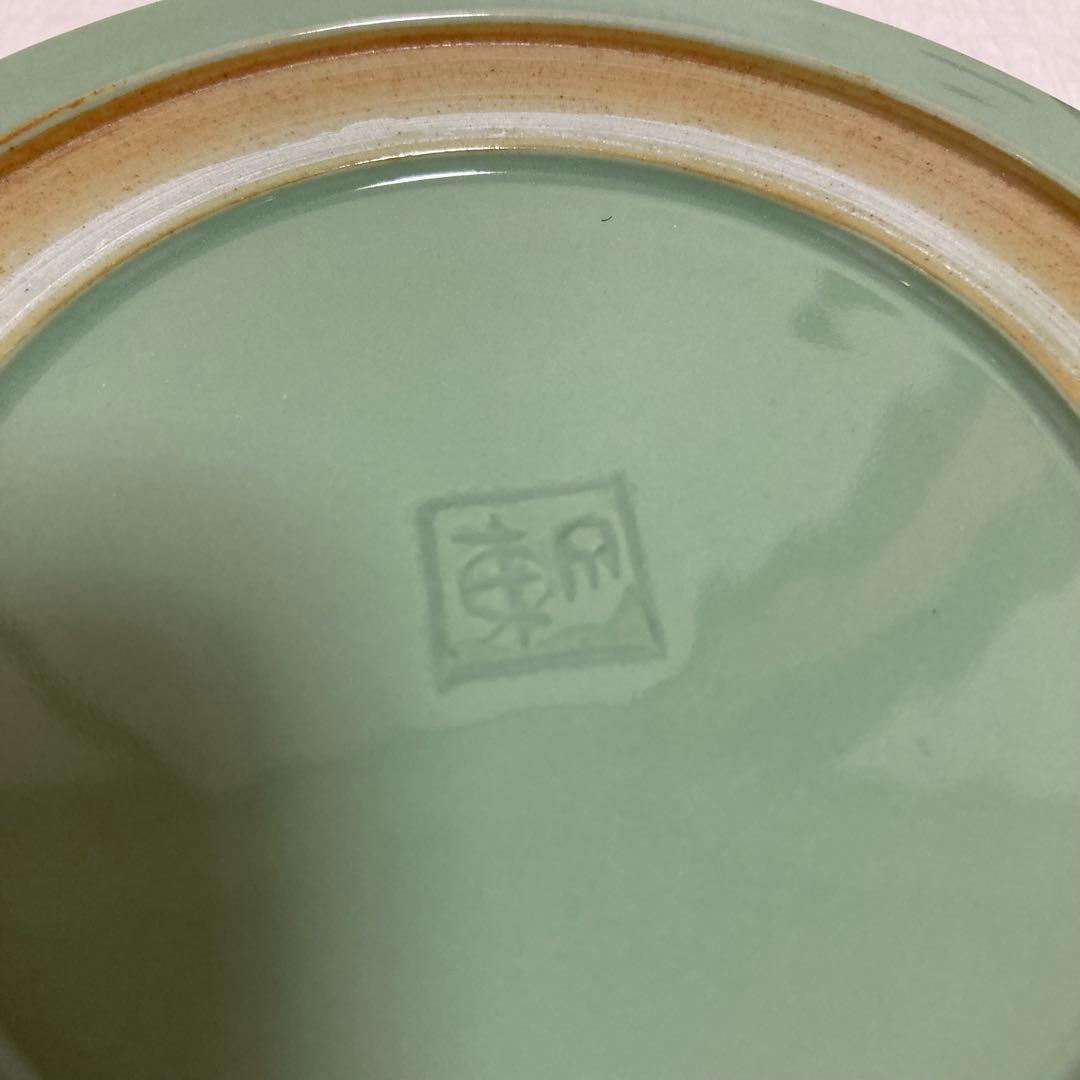 TS61 宮永東山 龍泉窯写 青磁硯 共箱 黄布 漆塗蓋付 伝統工芸 書道具