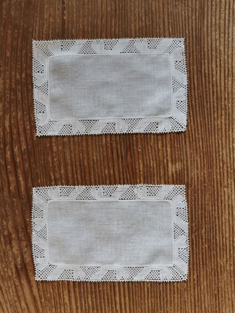 アンティーク フランダースレース 花頭を垂れた薔薇スクエアドイリー ティータオル