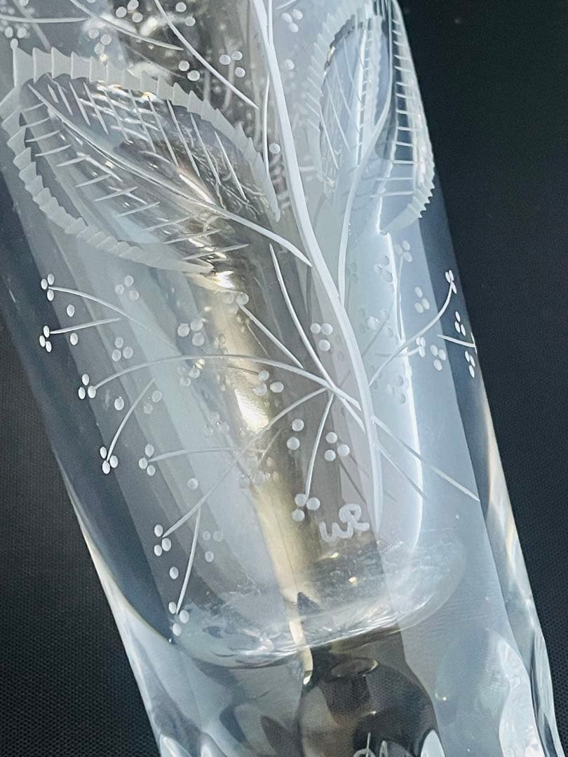 マイセンクリスタルガラス ひまわり彫刻フラワーベース